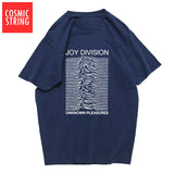 COSMIC STRING 100% cotton summer men's T-shirts Joy Division Unknown Pleasure punk COOL T-shirt