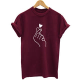 New Arrival Women T Shirt Graphic Love Hand Funny Summer Tops Tee Shirt Femme Hipster Tshirt