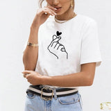 New Arrival Women T Shirt Graphic Love Hand Funny Summer Tops Tee Shirt Femme Hipster Tshirt
